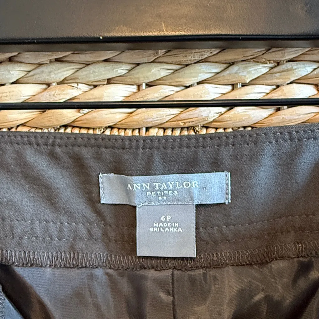 Ann Taylor Mid-Rise Olive Brown Bootcut Woven Career Dress Pant Trouser, 6P - Image 7