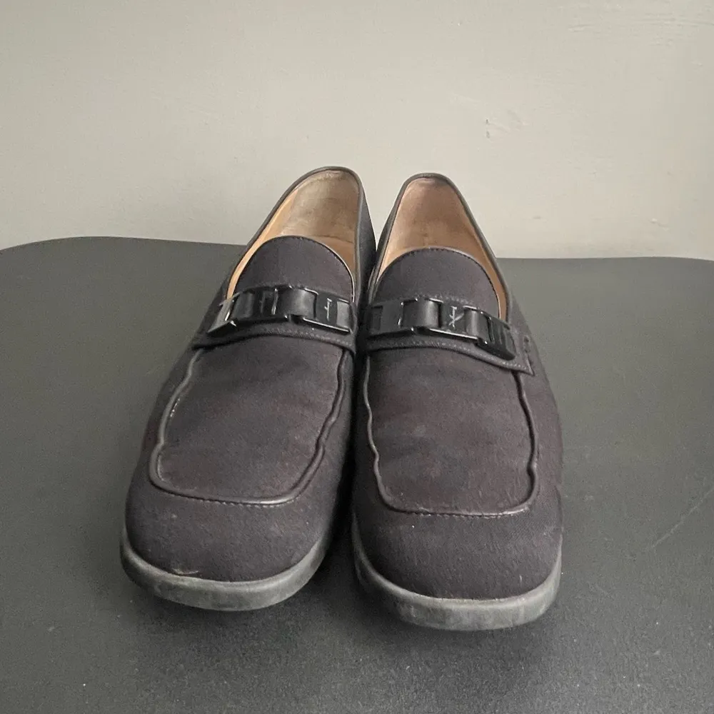 Salvatore Ferragamo Sport Black Fabric Logo Bit Loafers Shoes Made in Italy 9.5 - Image 3