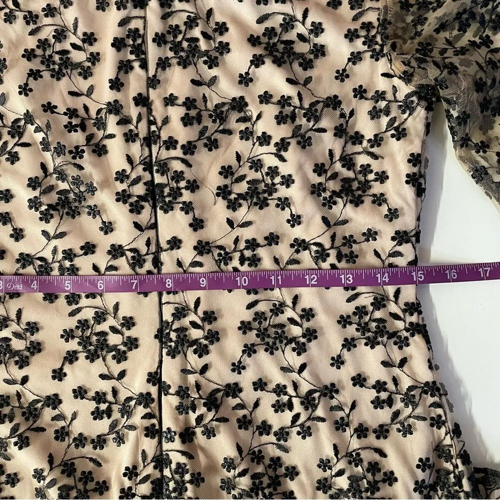 Betsey Johnson Tie Detail Floral Embroidery Scalloped Hem Mini Dress Size 6 NWT - Image 8