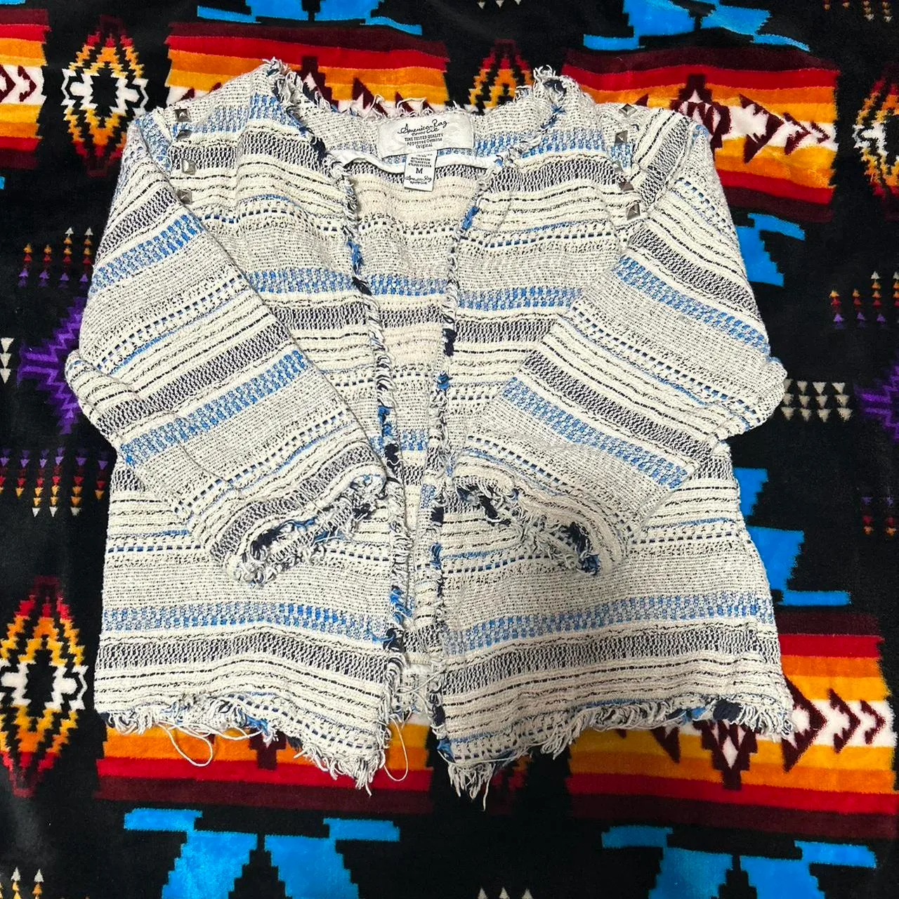 American Rag Cie Striped Cardigan With Studs - Image 2