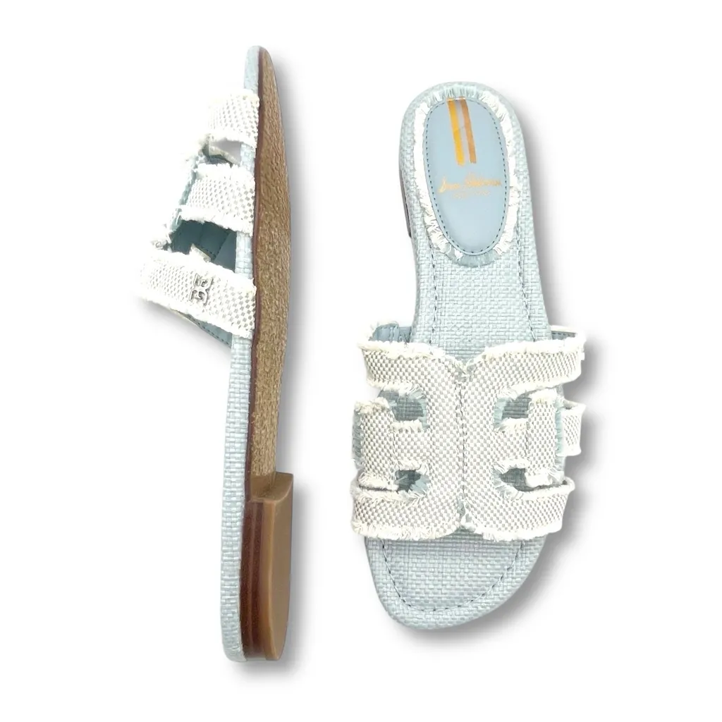 Sam Edelman Bay Fray Slide Sandals Size 9 Robin Egg Blue Fabric Logo Slides - Image 5