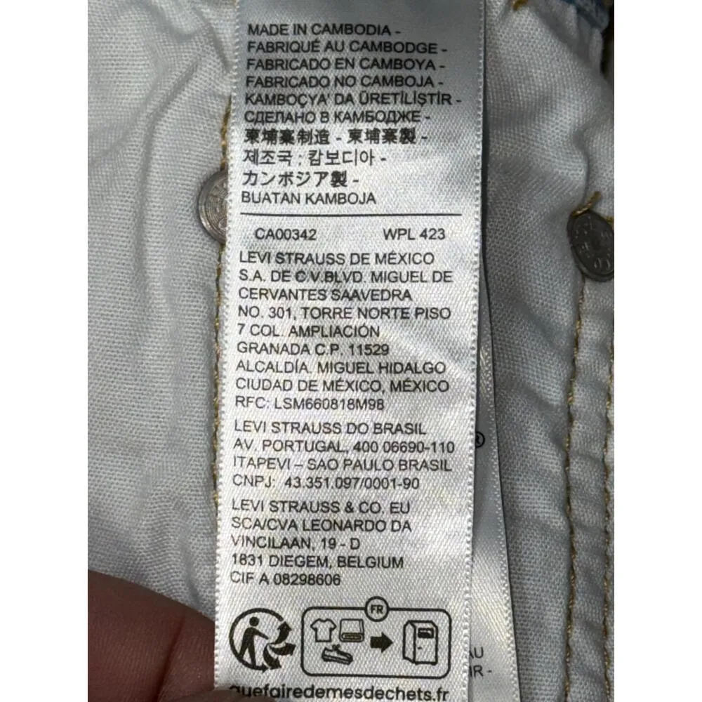 NEW Levis 501 Blue Denim Distressed High Rise Cut Off Jean Shorts Womens Size 26 - Image 8