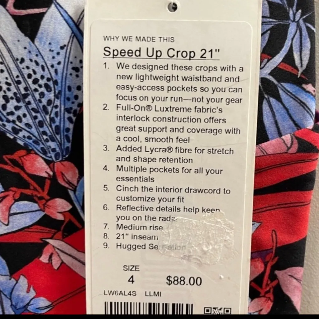 NWT Lululemon Speed Up Crop Medium Rise Tight Floral Leggings Multi New Sz 4 - Image 12