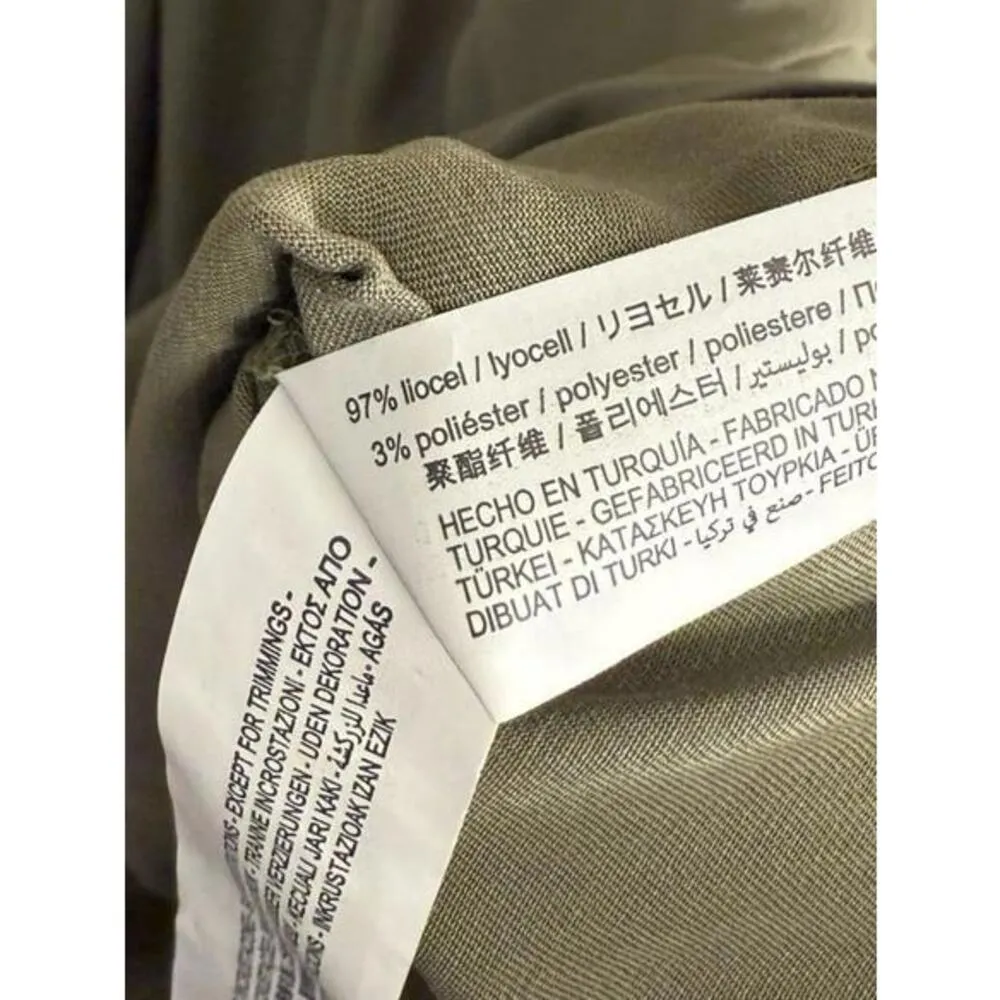 ZARA Olive Green Long Belted Dress, size Large - Image 7