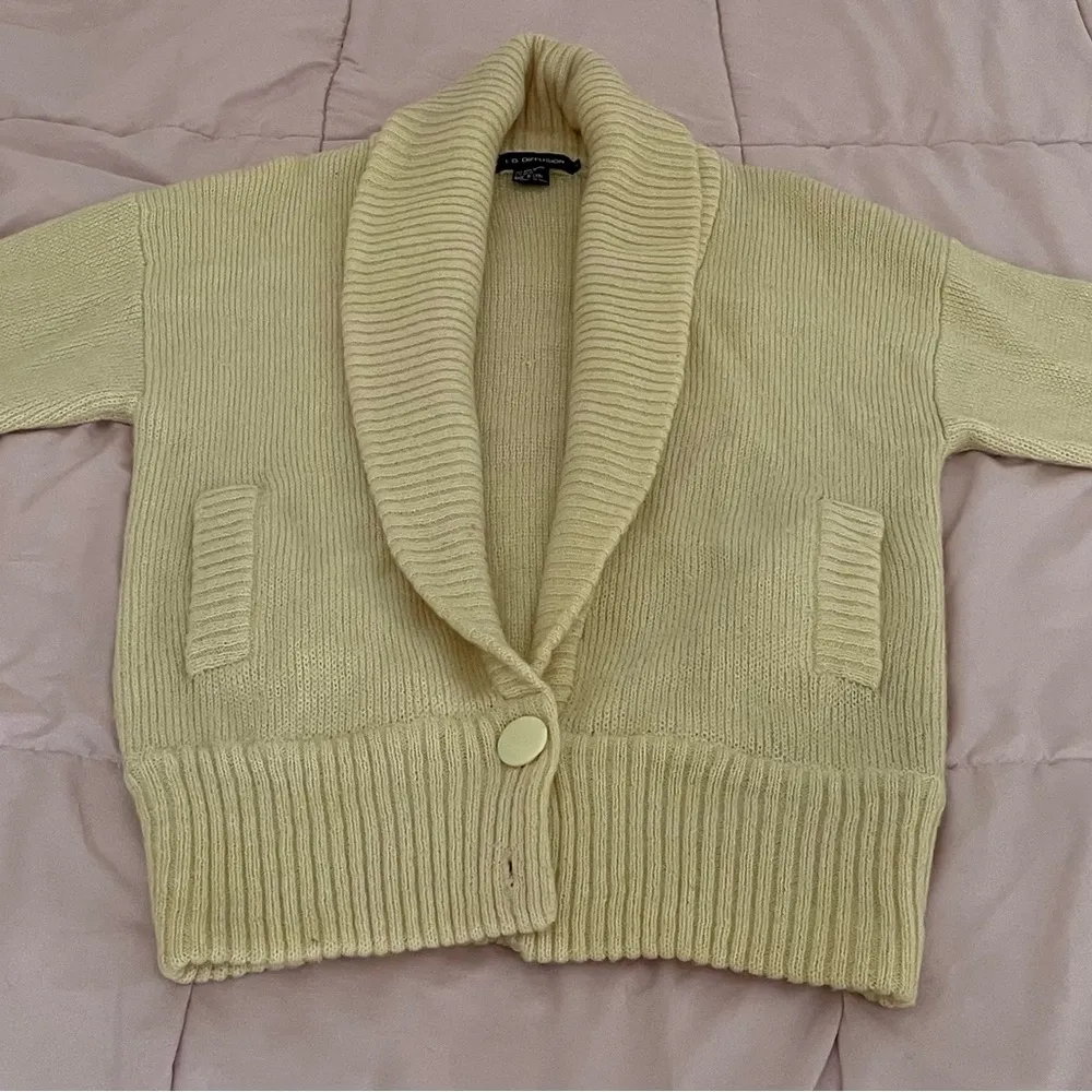I.B. Diffusion cream wool mohair blend oversized chunky shawl collar cardigan S - Image 8