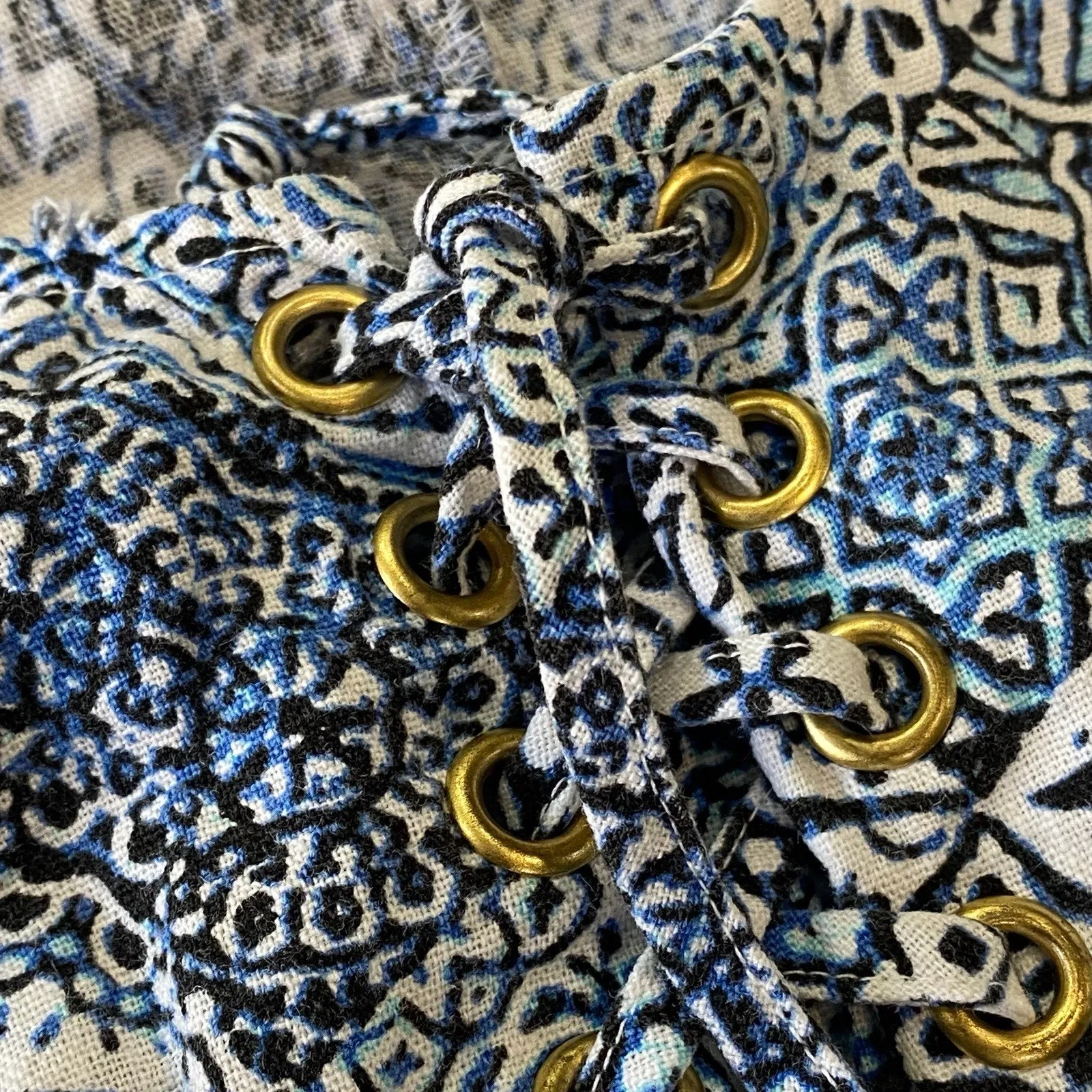 Jessica London Blue Linen Sleeveless Tunic Blouse Lace Up Detail size PLUS 16W - Image 7