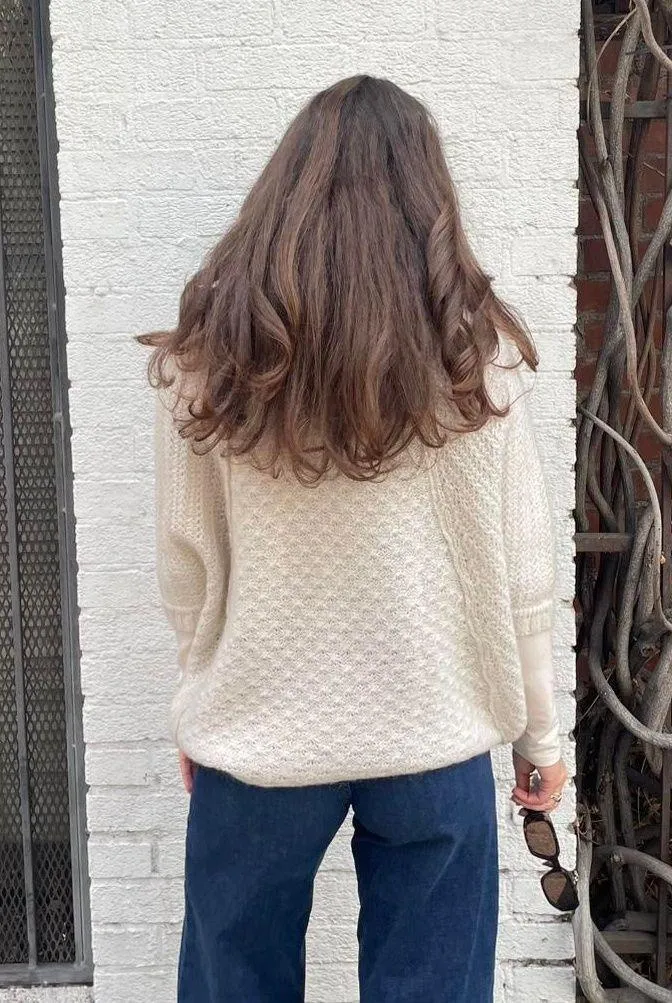 knit cream oversized tunic turtleneck sz M - Image 2