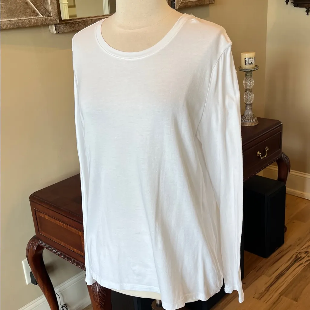 White Long Sleeve Shirt Size L - Image 3
