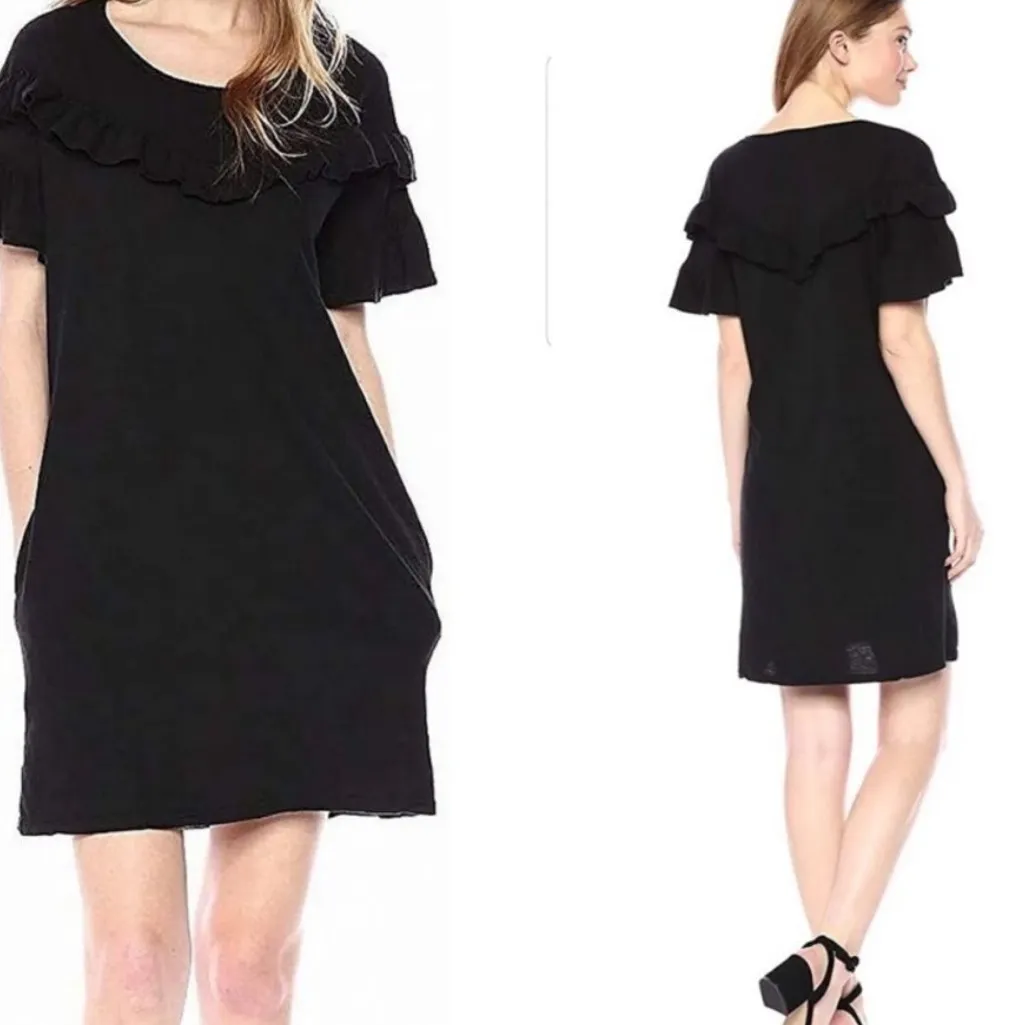 PAIGE Adalie Black Ruffle T-shirt Midi Dress cotton relaxed size medium NWT - Image 3