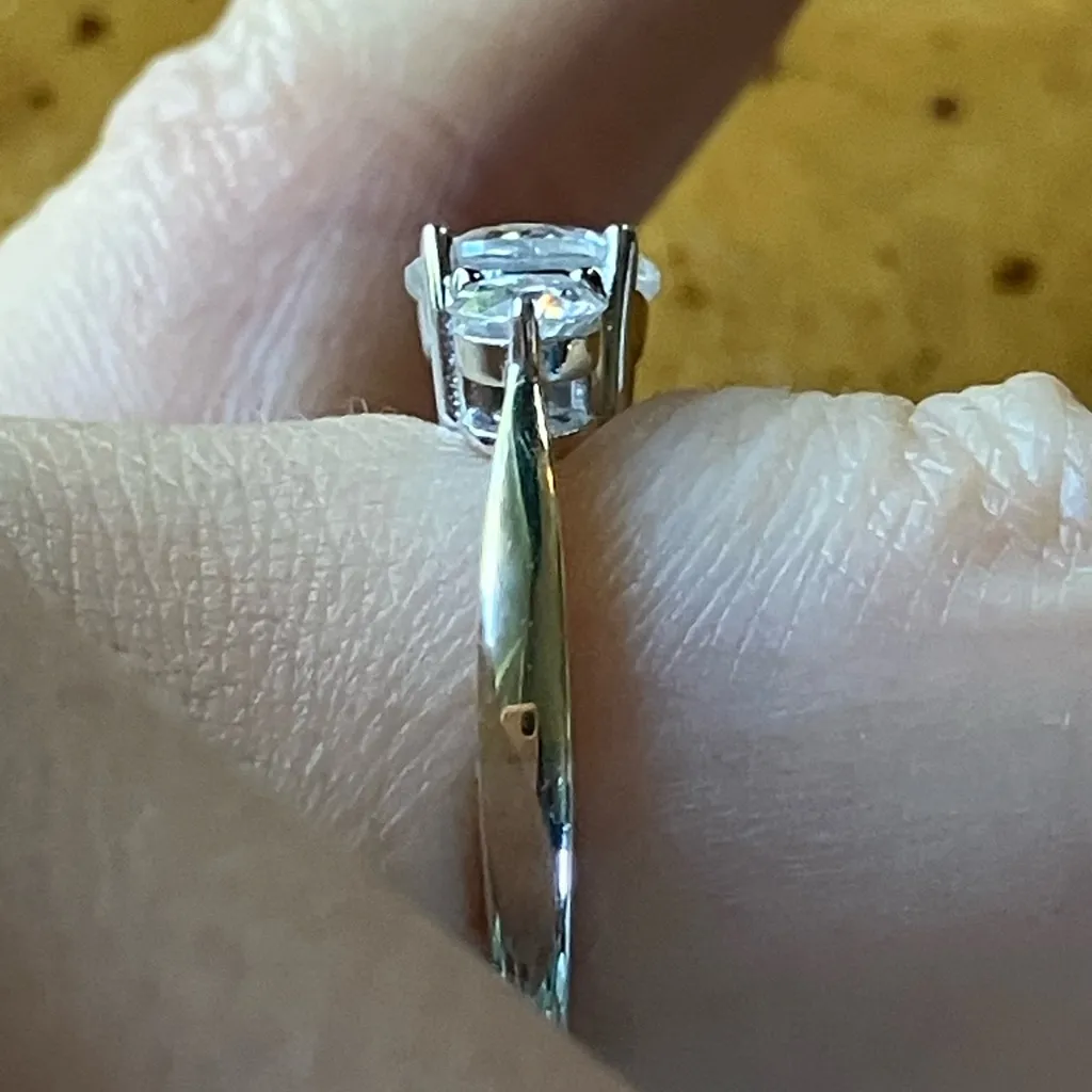 Genuine Moissanite Sterling Silver Ring Size 5 - Image 3