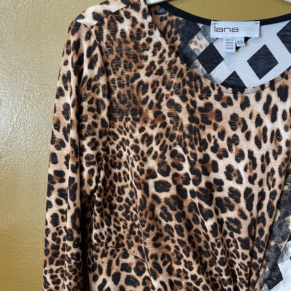 Lanalee size M made in Canada gathered front animal print tunic. Black Size M - Image 4