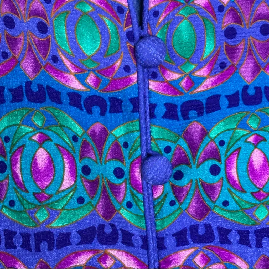 Adrianna Papell 100% Silk Cool Tone Jewel Tone Blouse Sz 8p Blazer Avantgarde - Image 6