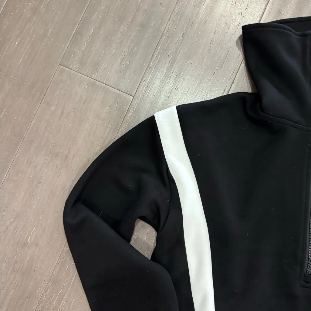 XIEERDUO Set Lounge Set Half Zip Sweatshirt & Wide Leg Sweatpant Tracksuit Black Size XS - Image 4