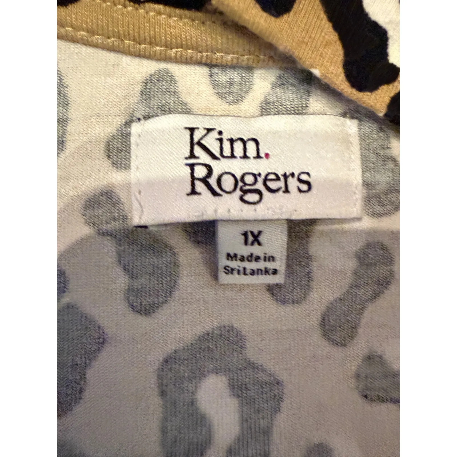 Kim Rogers Leopard Print Open Front Cardigan Women's 1X Tan Long Sleeve - Image 3