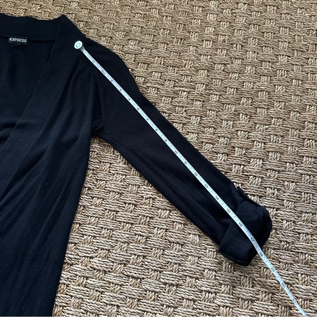 Express XS black open front Cardigan with roll cuff sleeves - Image 7