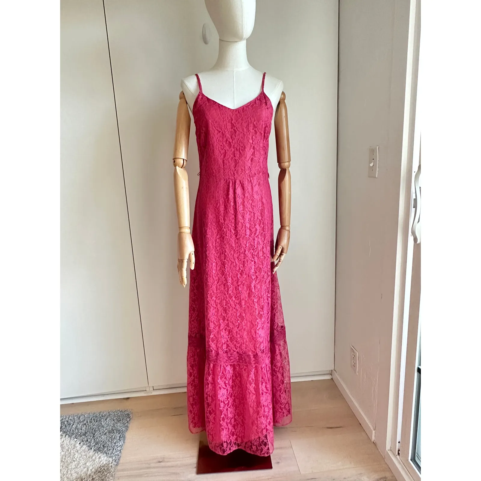 Vintage Lace Maxi Dress with Jacket Mauve Full Length Sundress Prom Size M/8 Pink Size M - Image 10