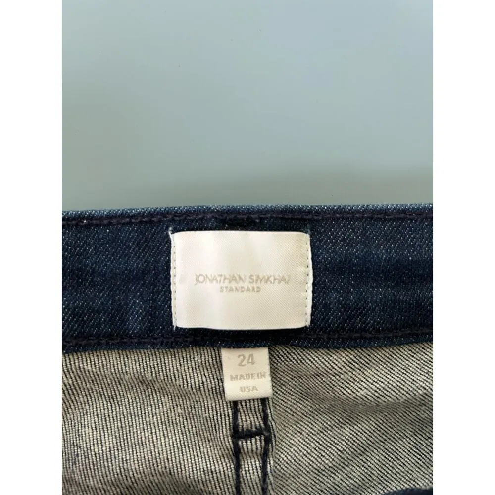 Jonathan Simkhai Standard womens jeans size 24 dark wash skinny raw hem Blue - Image 4