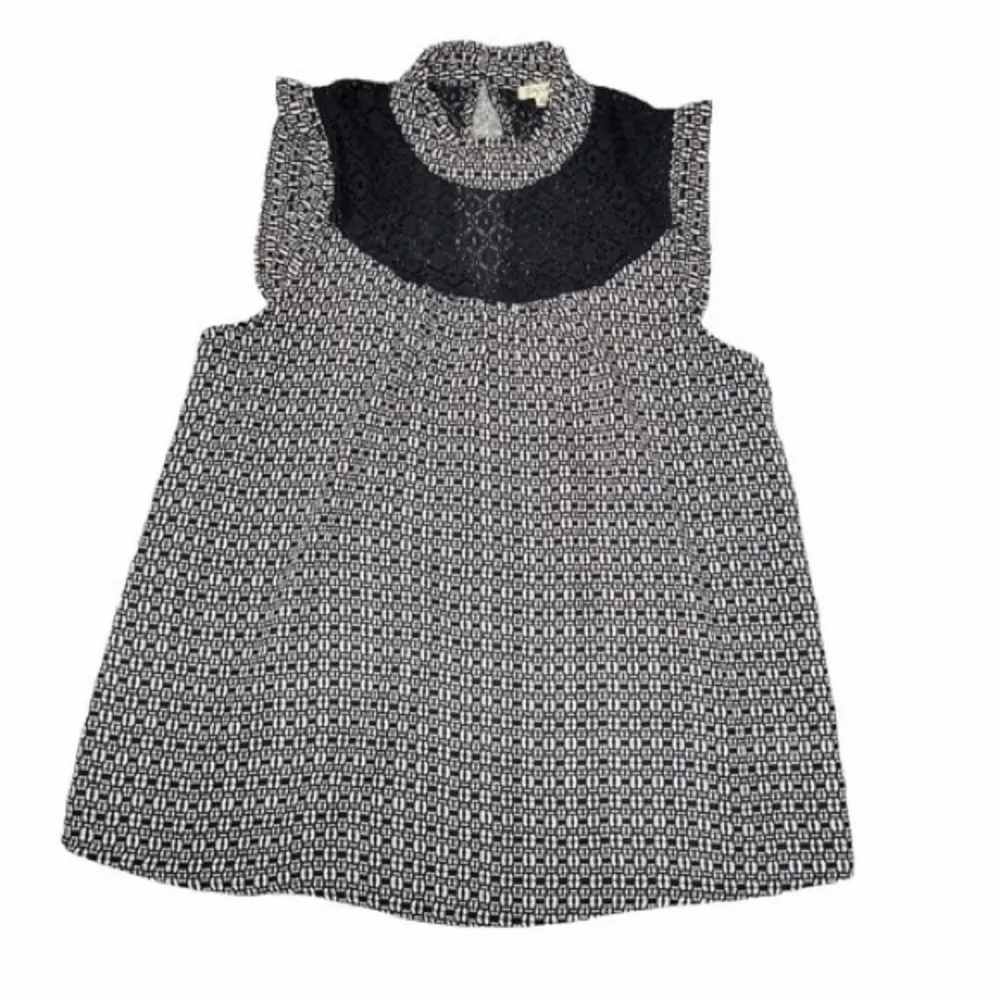 Lily White High Collar Lace Panel Keyhole Back Blouse - Image 4