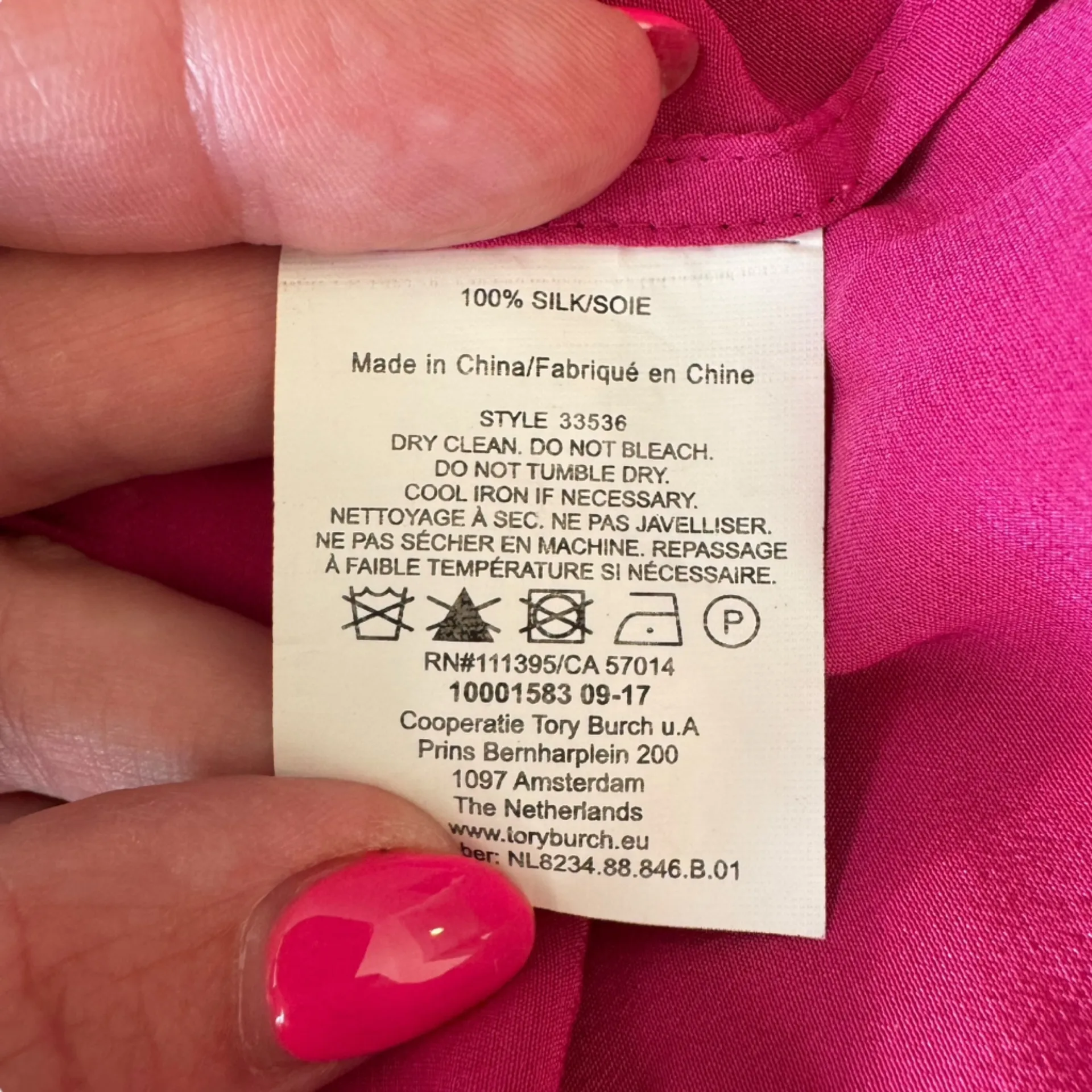 Tory Burch - Jane Ruffle Silk Fuchsia Long Sleeve Dress Sz 4 - Image 11