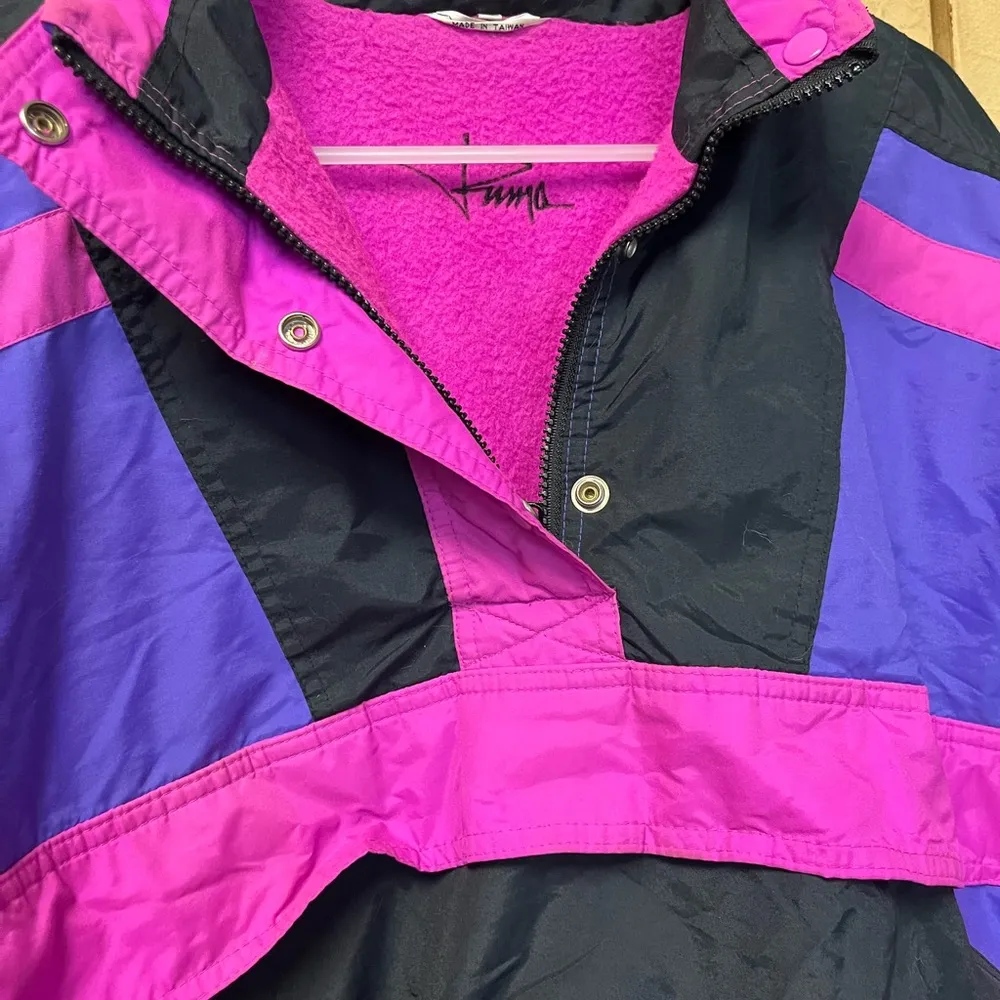 Vintage puma Black and Purple ski  Jacket medium - Image 4