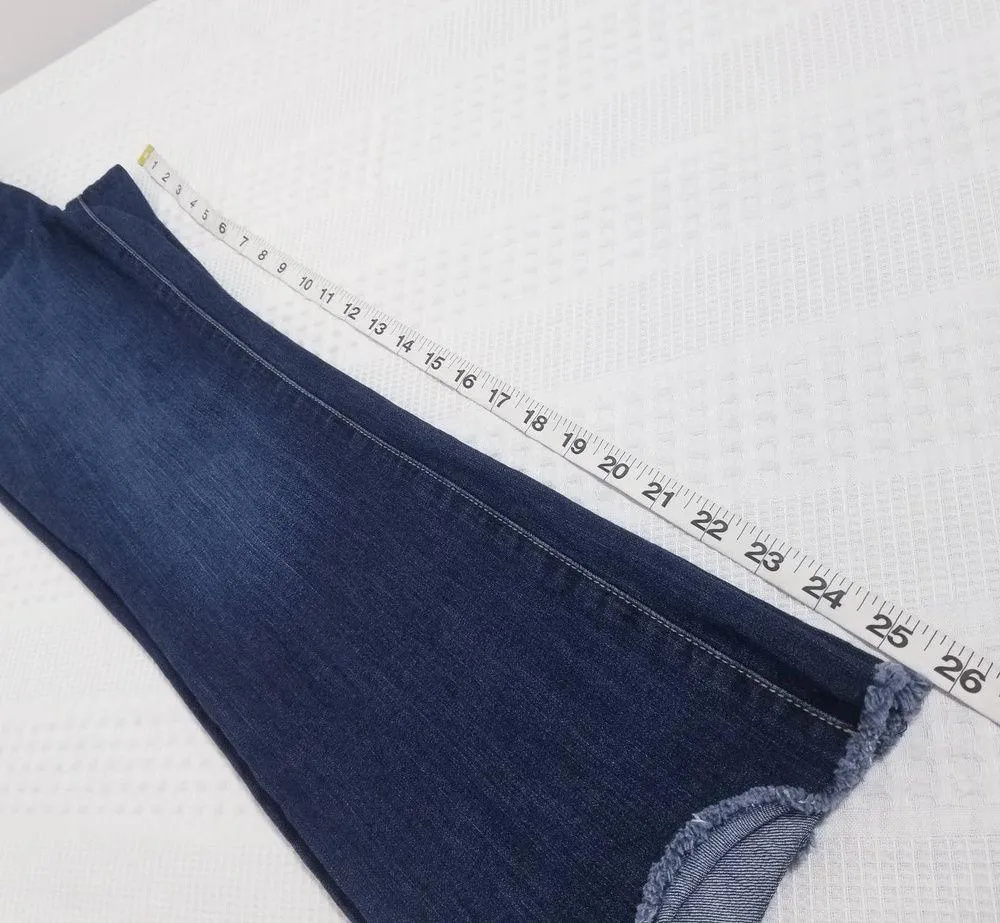 Nine West Kick Flare Jeans Raw Hem Blue Denim - Image 7