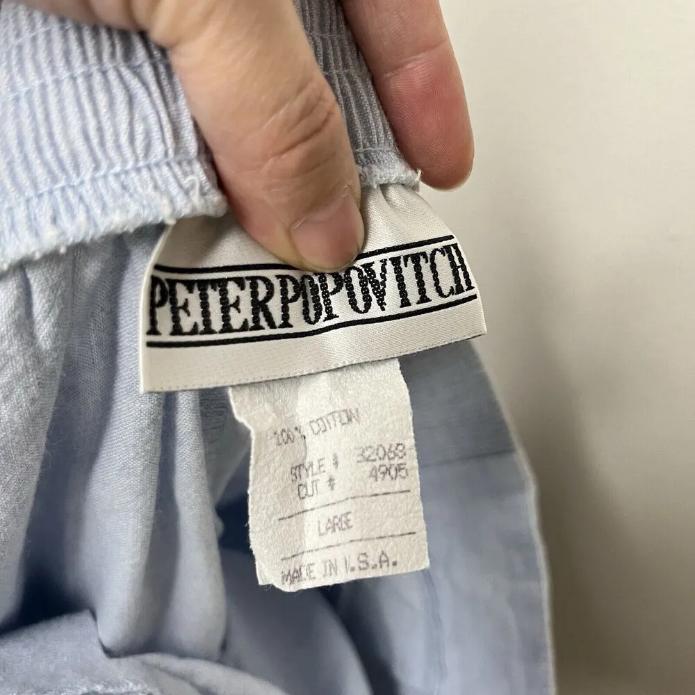 Vintage Peter Popovitch Shorts Womens Sz L Elastic Waistband Embroidered Pearl Blue Size L - Image 6