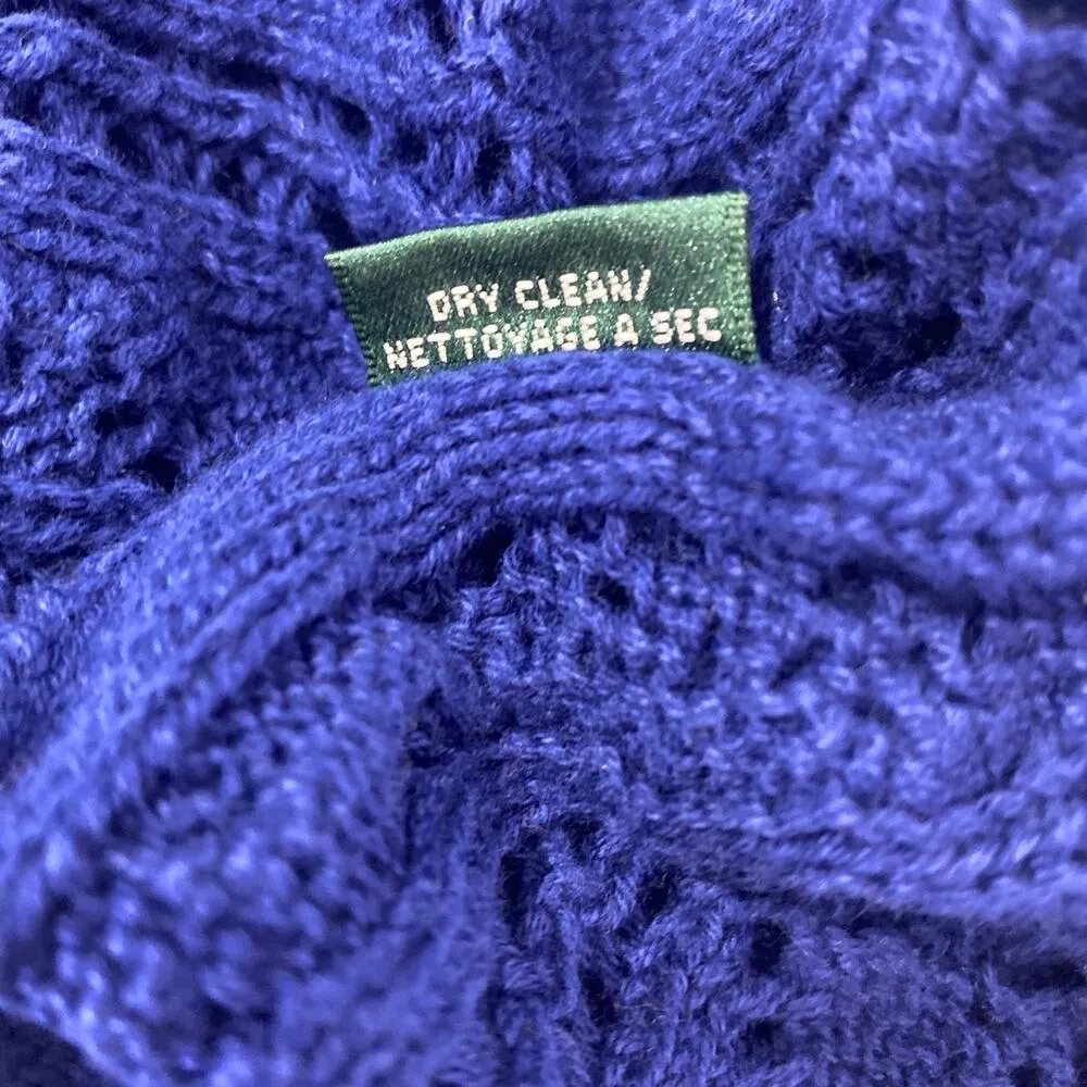 LAUREN RALPH LAUREN Blue Crochet Midi Dress Cap Sleeves A - Image 8