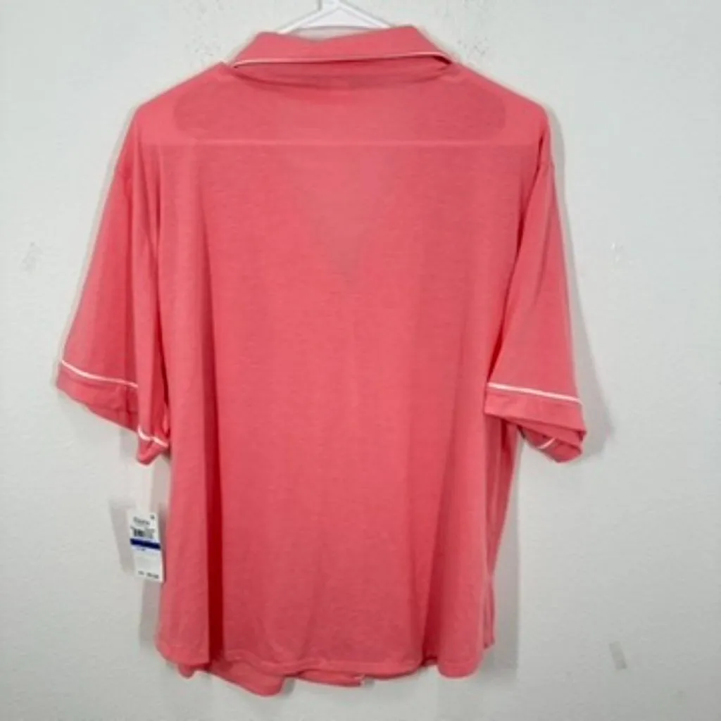 Flora by Flora Nikrooz Salmon Pink Notch Button Front Pajama Shirt Size XL NWT - Image 6