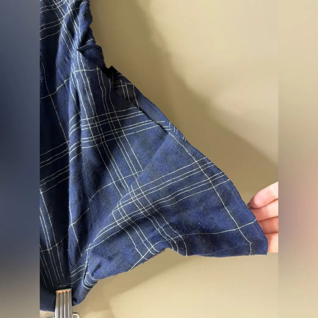 Greylin  Navy Plaid V-Neck romper small - Image 4