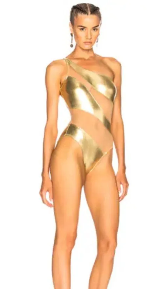 Norma Kamali Gold One Piece Swimsuit - Image 14