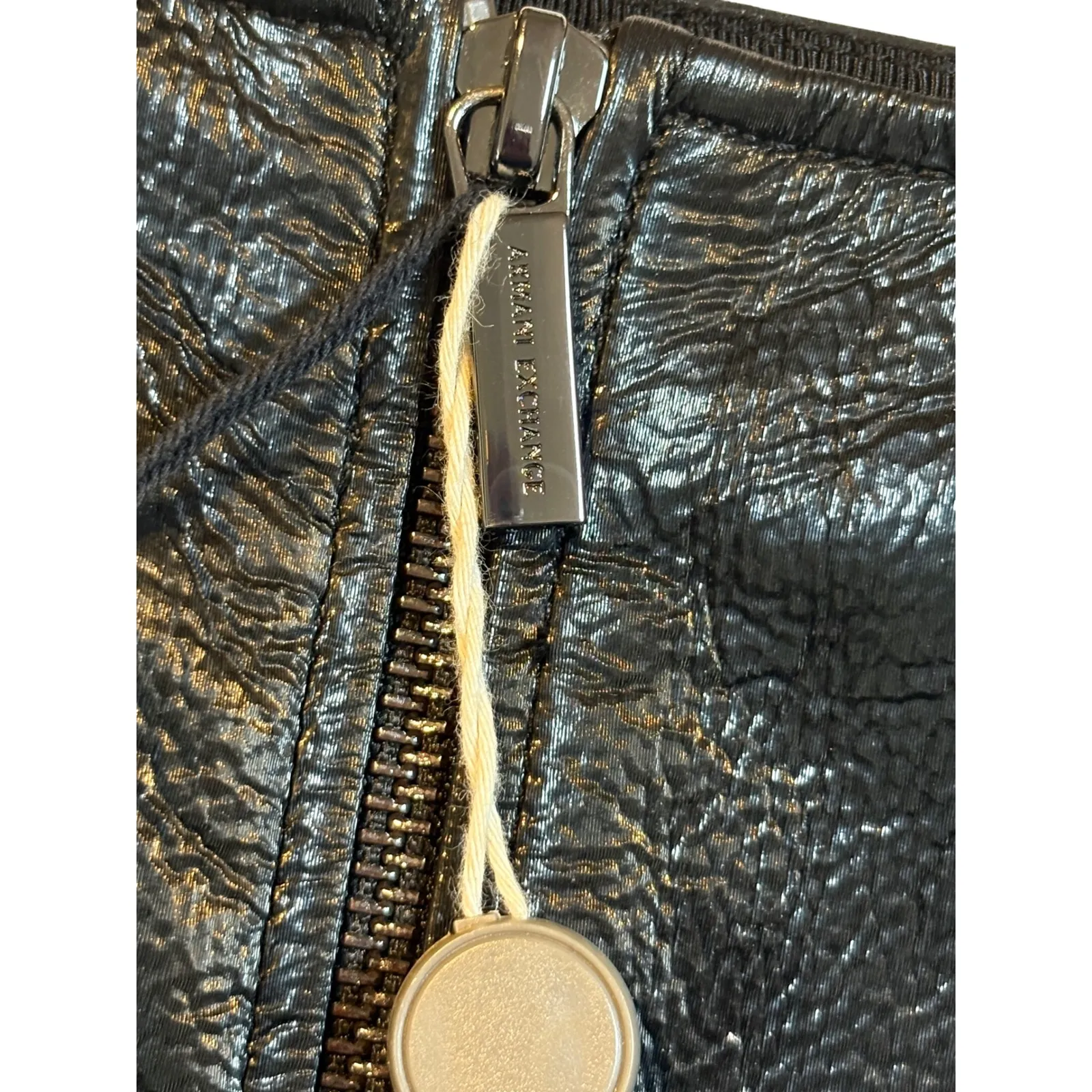 Armani Exchange Black Patent Vinyl High Waisted Zip Front Mini Skirt Size 4 NWT - Image 10