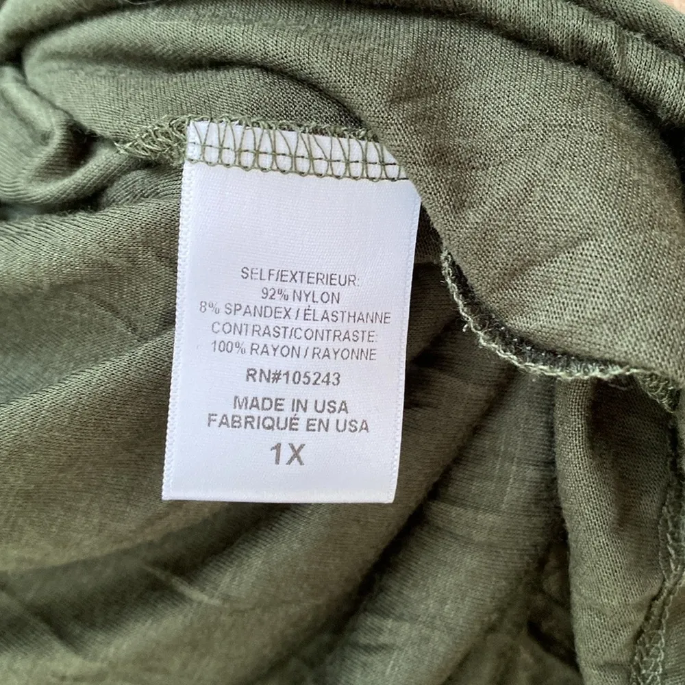 NWT 🫒 H.I.P. 2-Piece Set, Olive Green Sheer Lace Retro Peasant Top+Tank Top, 1X - Image 13