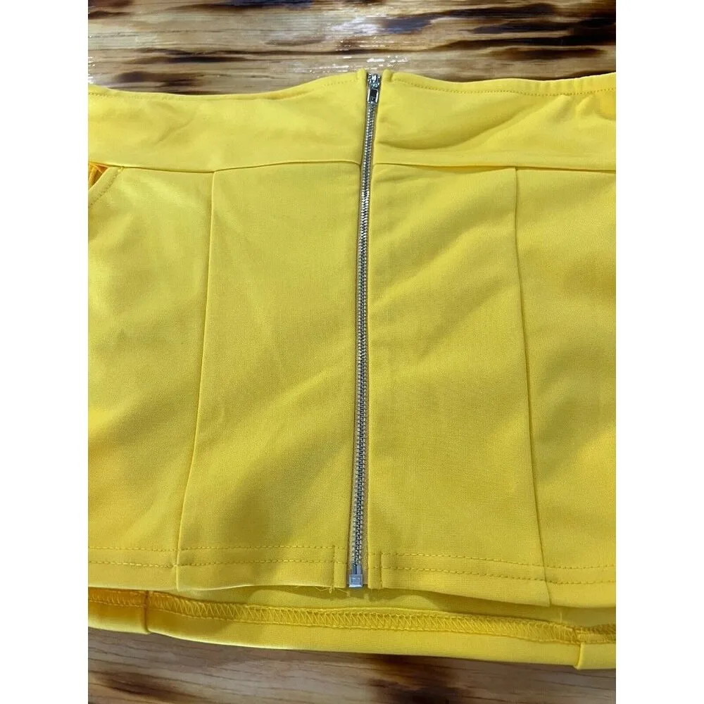 Alythea Yellow Cropped Women Bohemian Cotton Blend Top Size Large Party Sexy NWT - Image 11