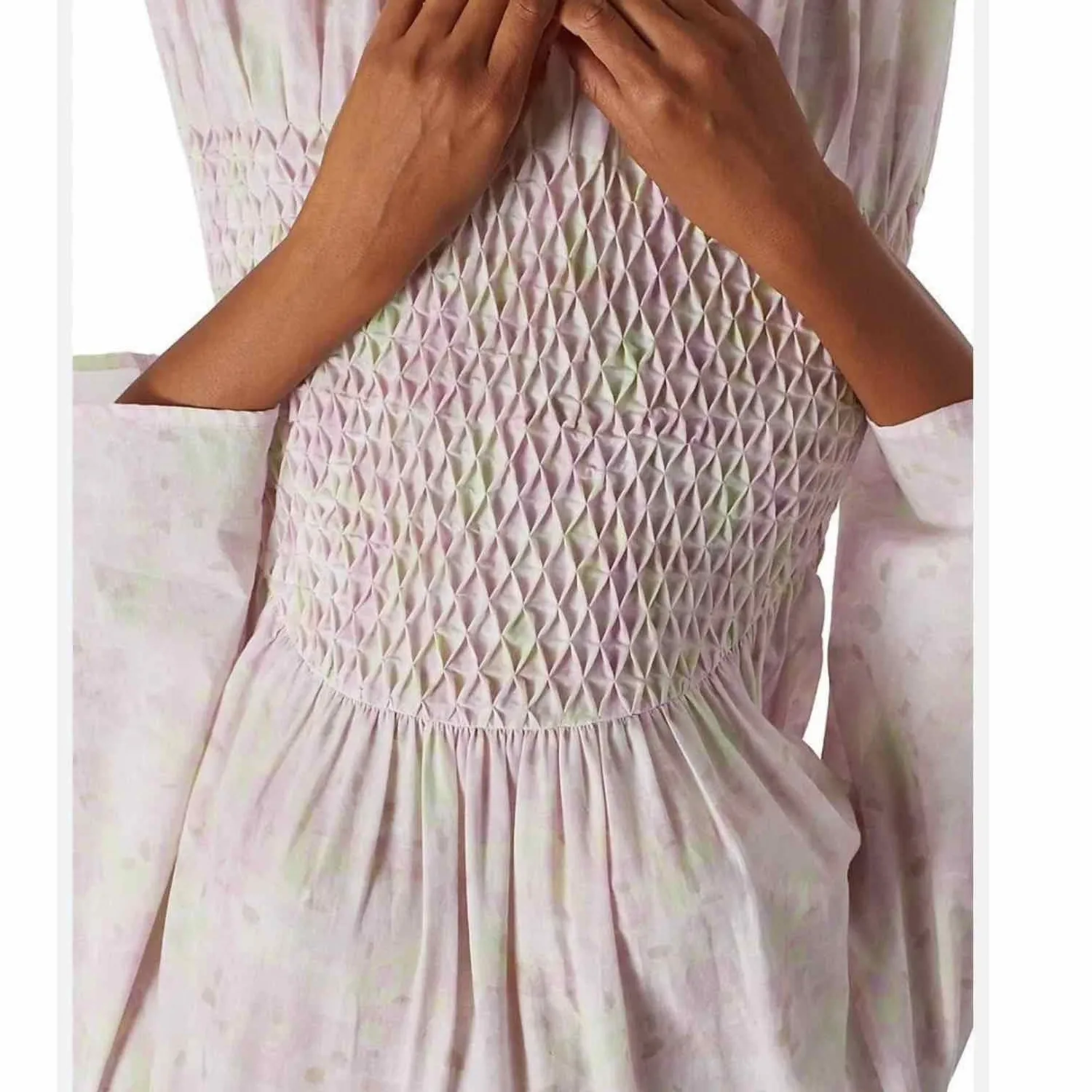 Merlette Alma Print Dress Pink Citrine Mosaic Print Size US 12 Pima Cotton - Image 10