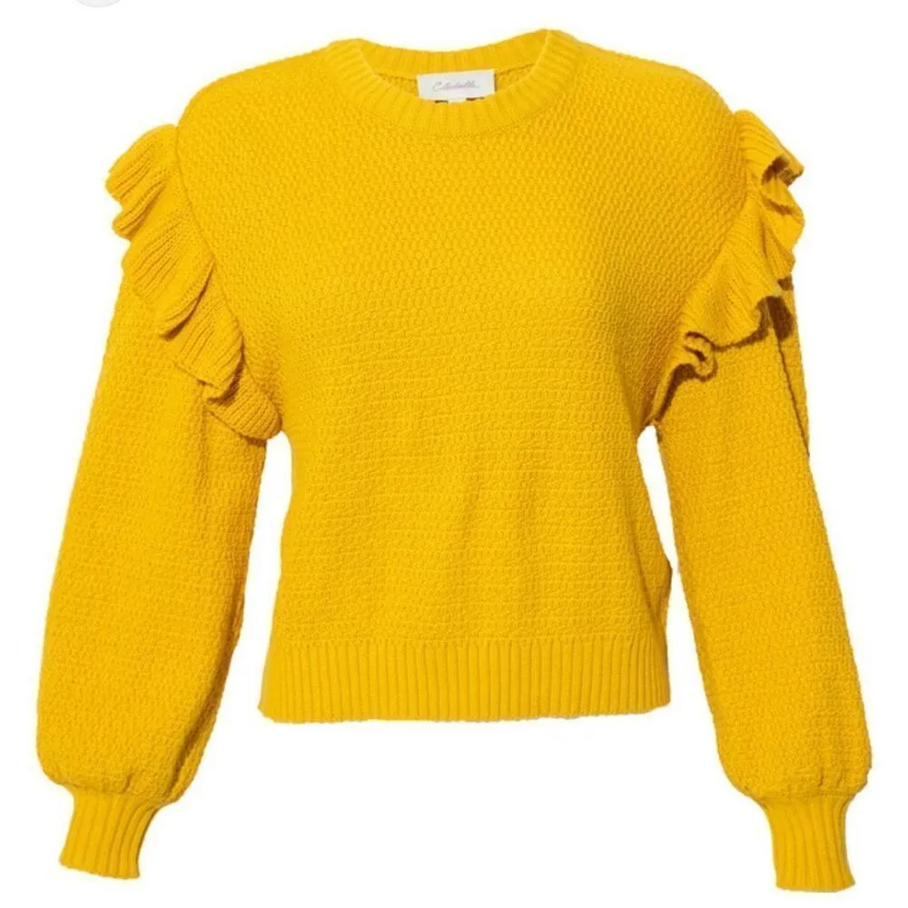 CLEOBELLA Yara Sweater Flutter Sleeve Knit Sweater Citron Yellow Size XS - Image 2
