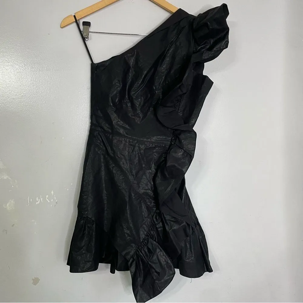 Isabel Marant one shoulder ruffle mini dress no belt size 38 - Image 2