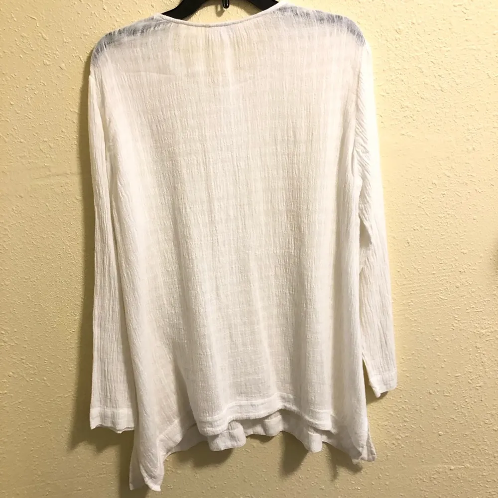 J. Jill Pure Jill Linen/Cotton Blouse White Woman's Size L Size L - Image 6