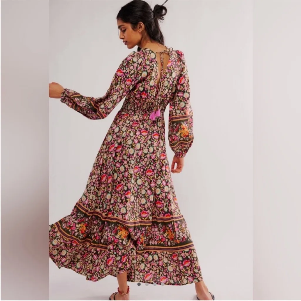 Free People Spell Floral Impala Lilly Gown Maxi Dress Large Black - Image 3