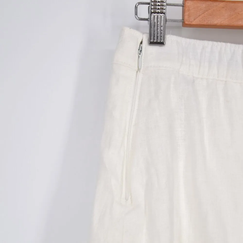 Hollister Linen Blend Mini Skirt Skort Lightweight Slit in White Women's M - Image 6