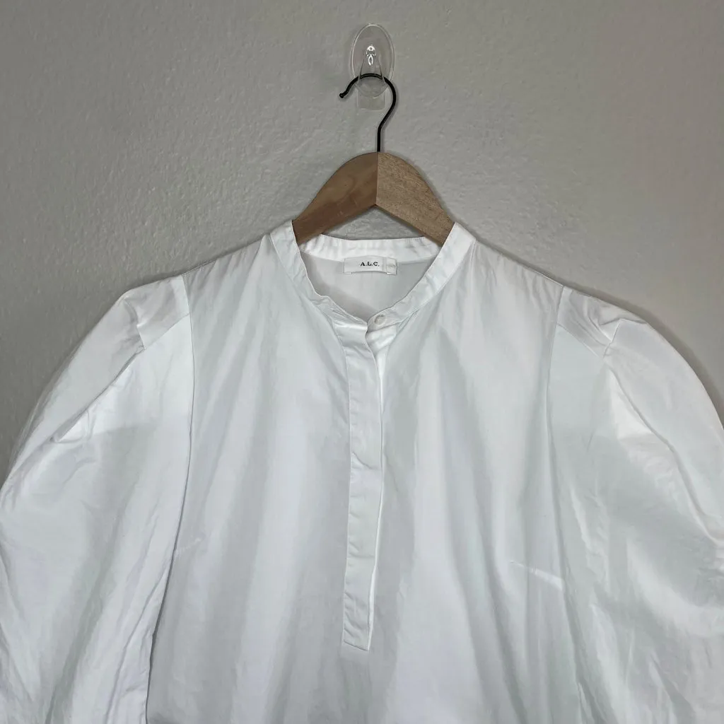 A.L.C. Womens Hudson Puff Sleeve Blouse White Cotton Top Size 4 - Image 5