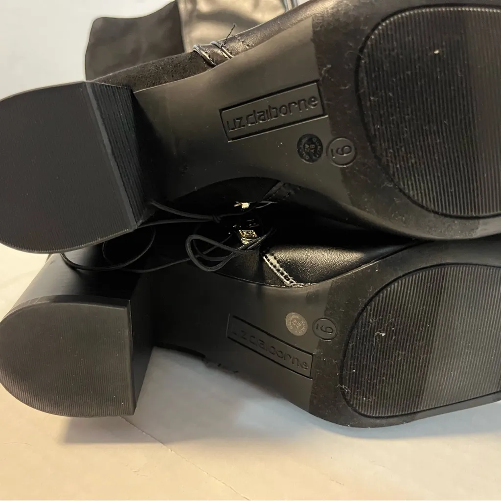 Liz Claiborne Boots Black Hemlock Block Heel Riding Boots Sz 9 NEW IN BOX - Image 13