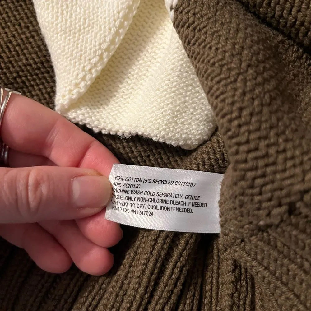 Future Collective Green & Cream Women’s Zip Shawl Collar Cardigan Size M Brown Size M - Image 6