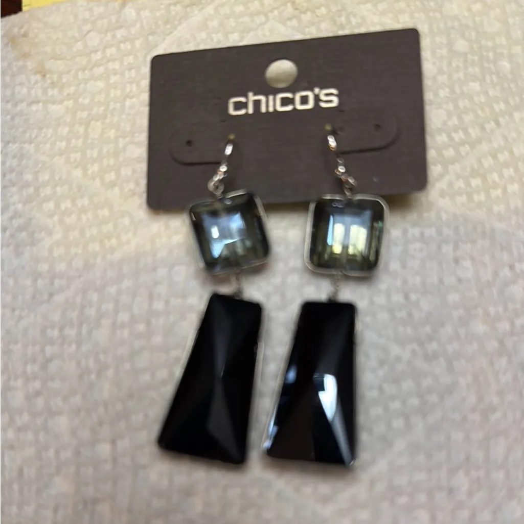 Chico's Black and Blue Geometric Earrings - Image 5