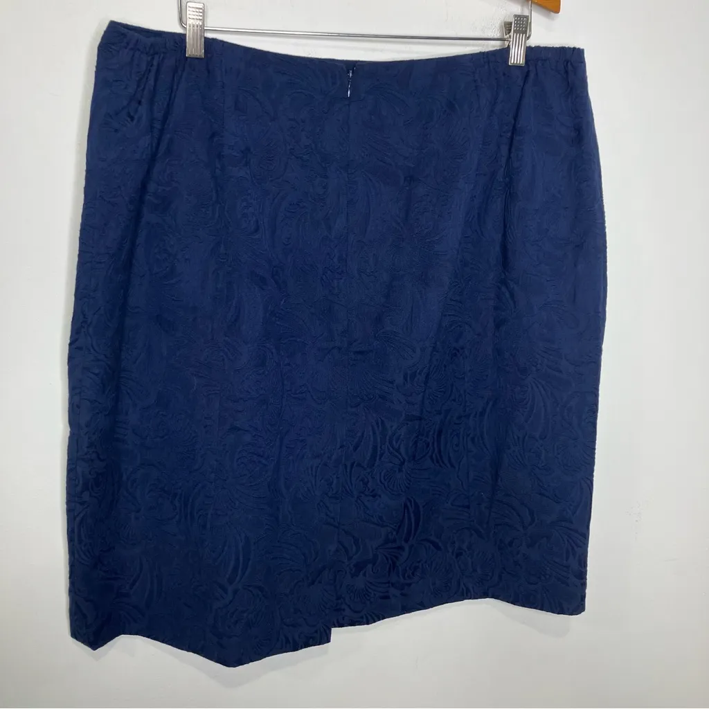 Talbots navy blue jacquard‎ blazer & skirt set women’s size 18W professional - Image 12