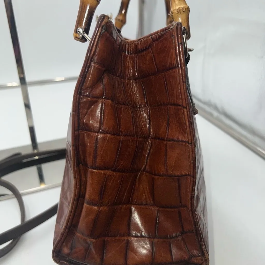 Dooney‎ & Bourke Vintage Bayou Collection Alligator Embossed Leather Purse Bag - Image 7