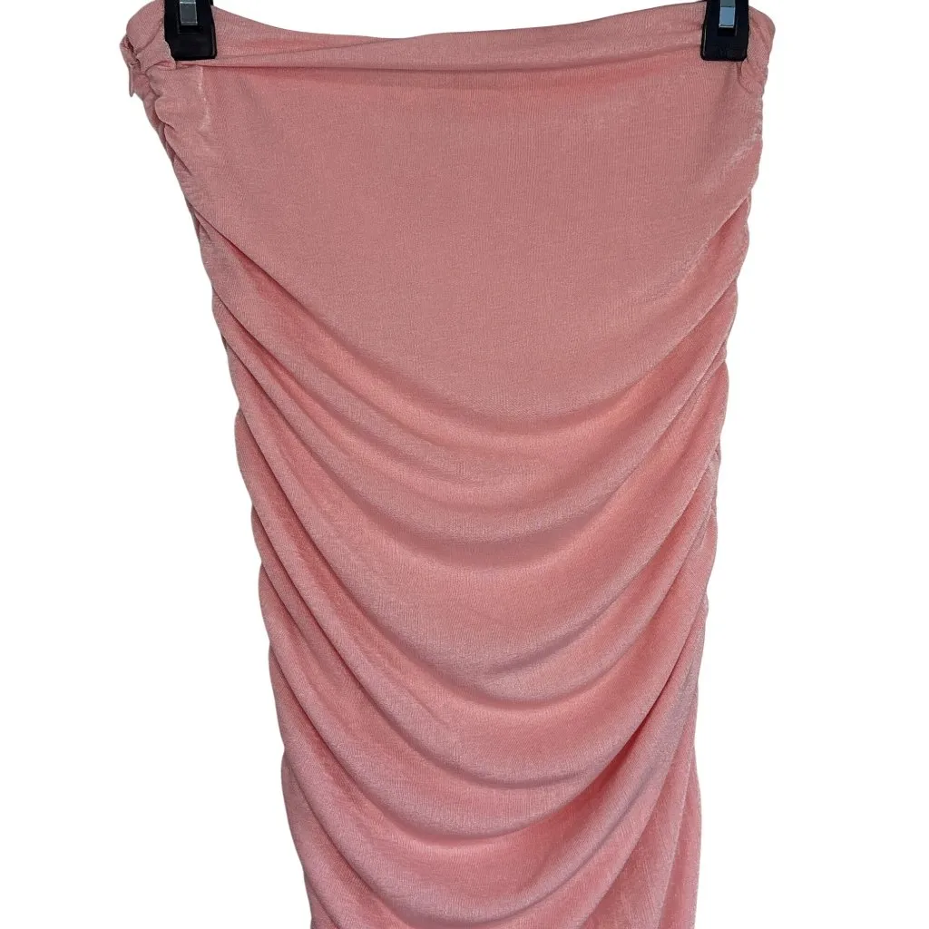 SER.O.YA Julia Midi Skirt in Powder Pink Small New Womens Stretchy Ruched - Image 6