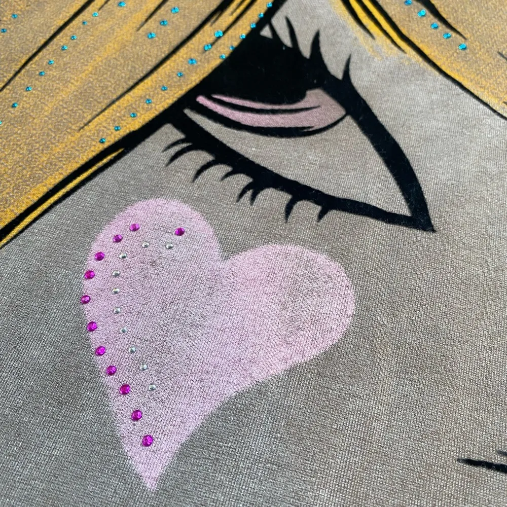 Vintage Y2K Rhinestone Pop Art Custo Barcelona Style Mini Dress Size Medium Tan - Image 5