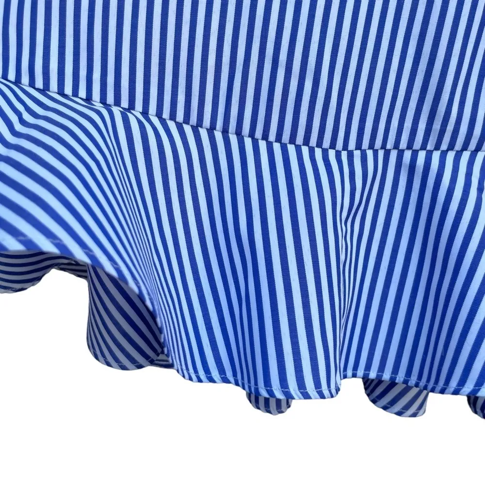 Tea & Cup  Blue White Stripe Ruffle Mini Dress - Image 7