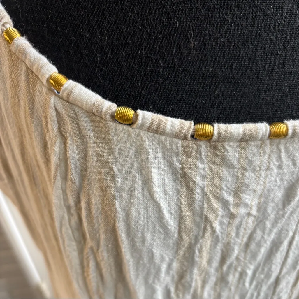 Calypso St Barth Linen Blend Beaded Maxi Dress 12‎ boho coastal resort vacation - Image 4