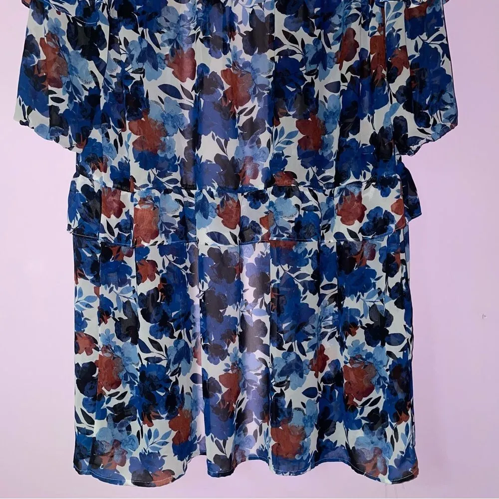 Dress Barn Duster XL Sheer Floral Robe Ruffle Tiered Longline Tie Front - Image 8